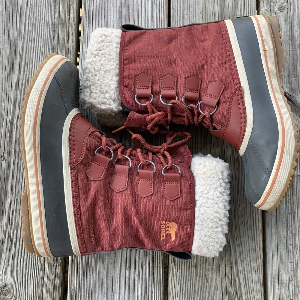 Sorel Winter Carnival‎ Waterproof Boots Rust Faux Shearling Duck Boots Womens 7
